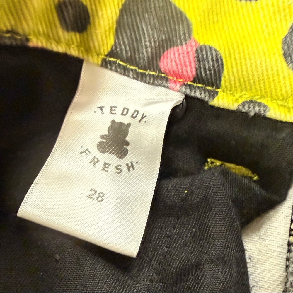 Teddy Fresh x Trixie Mattel Yellow-Green Leopard Print 100% Cotton Denim Pant - Picture 5 of 7